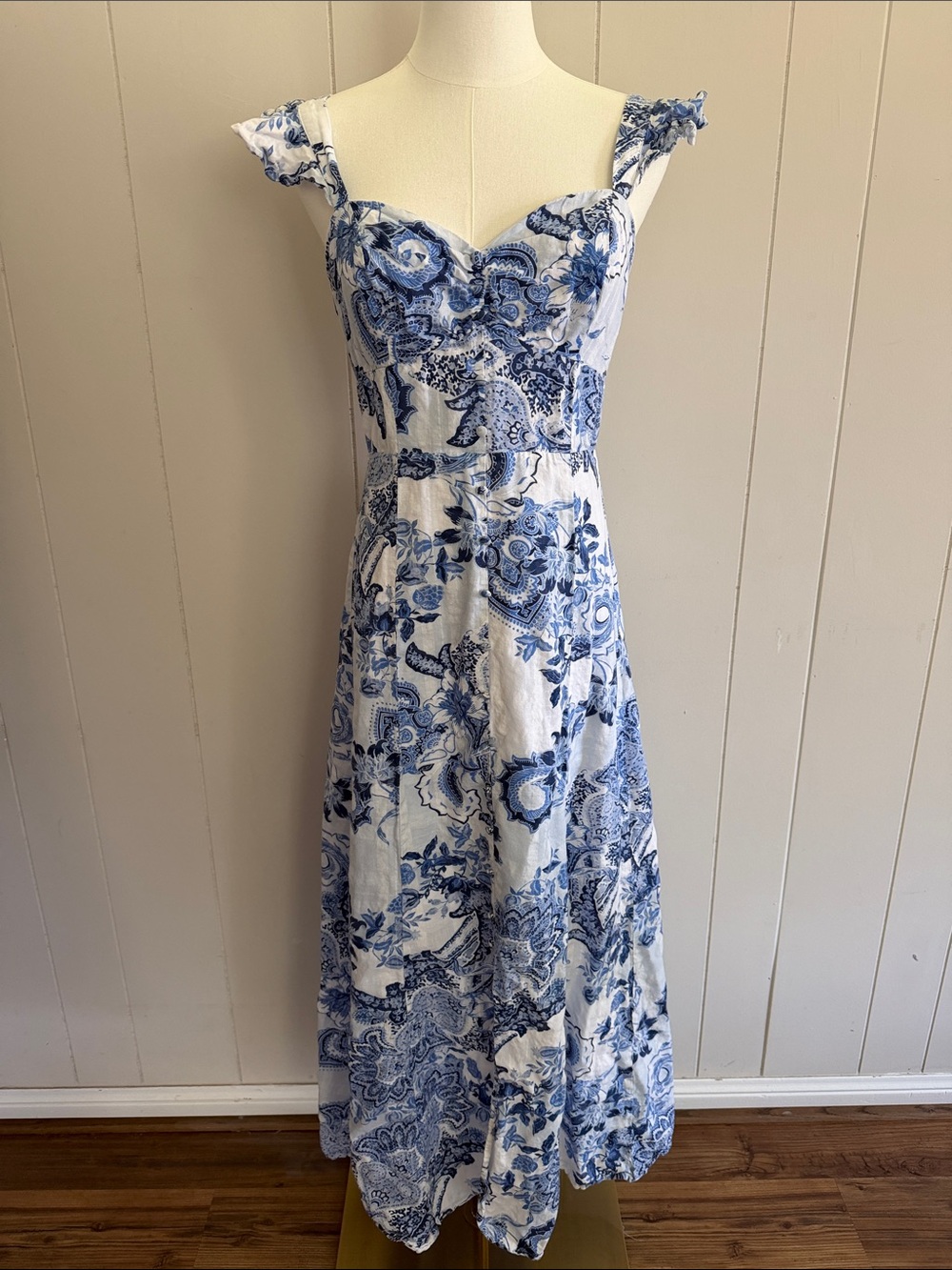 Guess Eco Rose Maxi Floral Paisley Dress Size Small Cottagecore Coquette Coastal